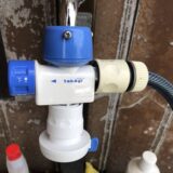 純水器や通常ホースリールの接続方法　純水器は高圧、通常ホースリールは…